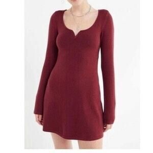 Urban Outfitters Dress Women's Small Maroon Spellbound Mini Knit Long Sleeve